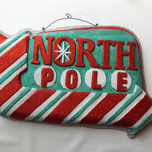 North Pole Sign Sparkle Vintage Wall Hanging Door Hanging LARGE